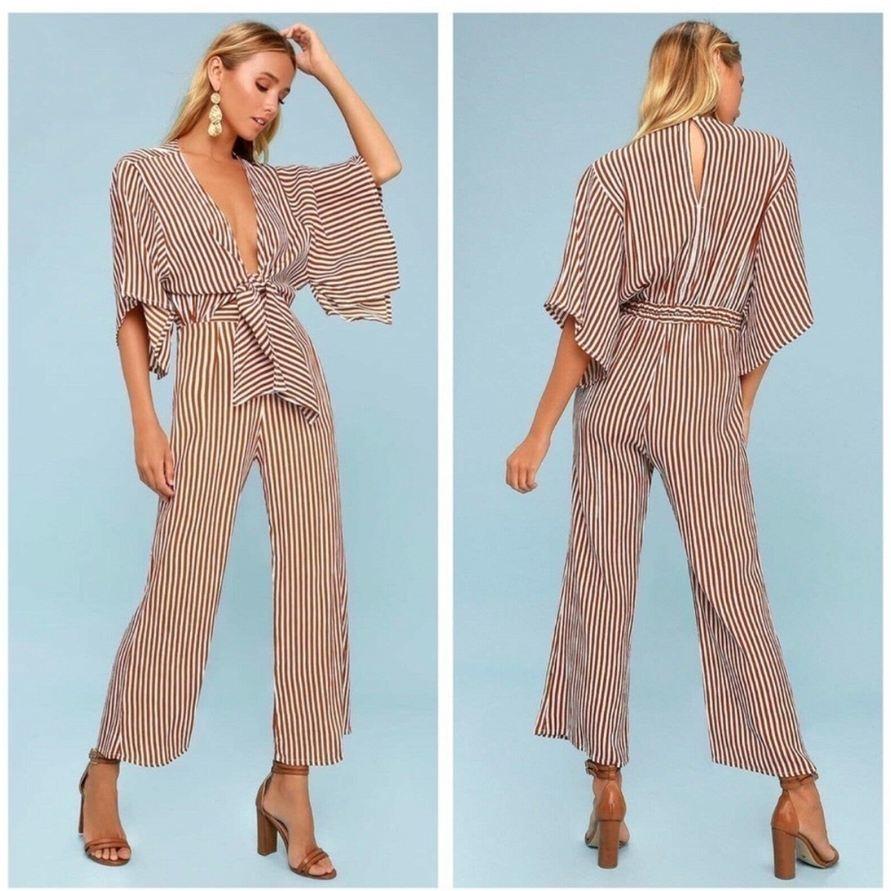 Faithful the Brand Jumpsuit Blue and White Stripes